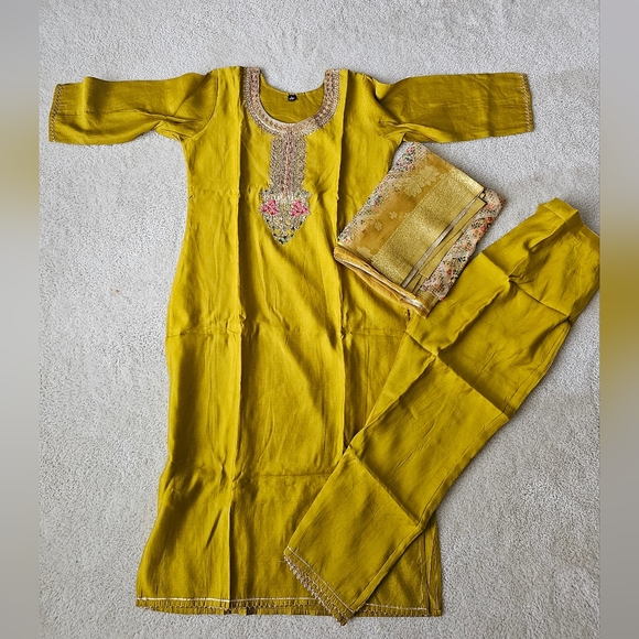 New design salwar suit salwar kameez ready made stitched size L mustard yellow - Picture 7 of 7